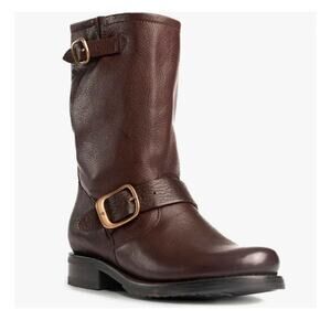 Frye Women's Veronica Flex Short Boots Dark Brown Leather Size 8 NWOB Moto Boot